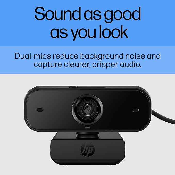 HP 430 FHD Webcam - USB, Plug & Play External Camera with Dual Mics & Privacy Shutter for Desktop Computer, Laptop PC, & Chromebook - Compatible hover view