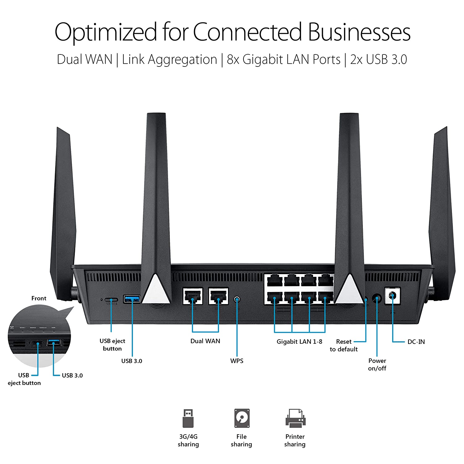 ASUS BRT-AC828 AC2600 Dual-WAN VPN Business WiFi Router (Black) with 4x4 MIMO Antenna Design, VLAN and AiProtection hover view