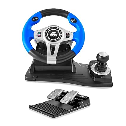 Ant Esports GW185 Racing Wheel 270 Degree Universal USB Powered Car Sim Game Steering Wheel with Gear Shifter and Pedals for PC,Xbox One, PS3, PS4, Switch, Android TV