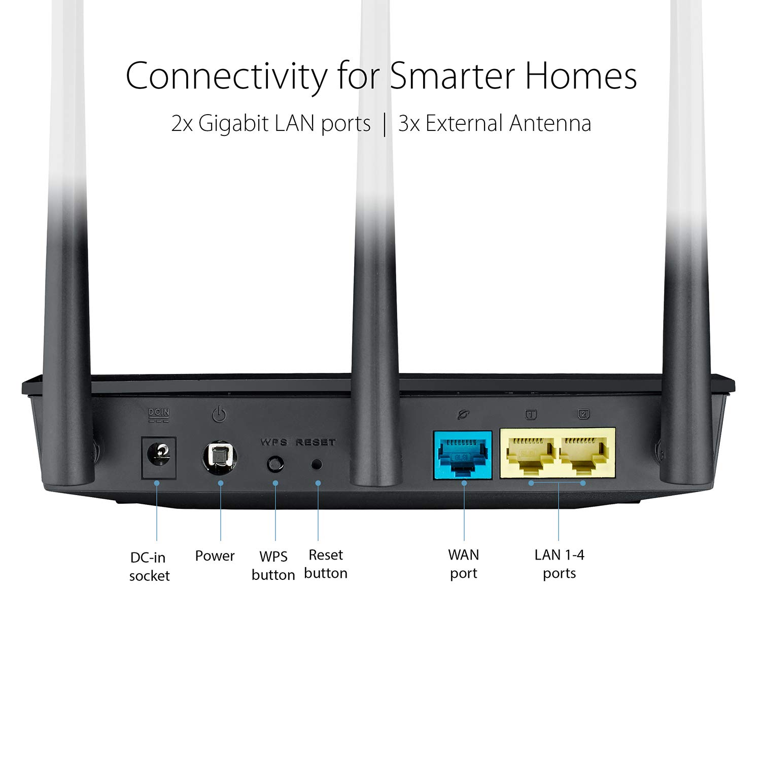 ASUS RT-AC53 AC750 Dual Band WiFi Router (Black) with high Power Design, VPN Server and time scheduling