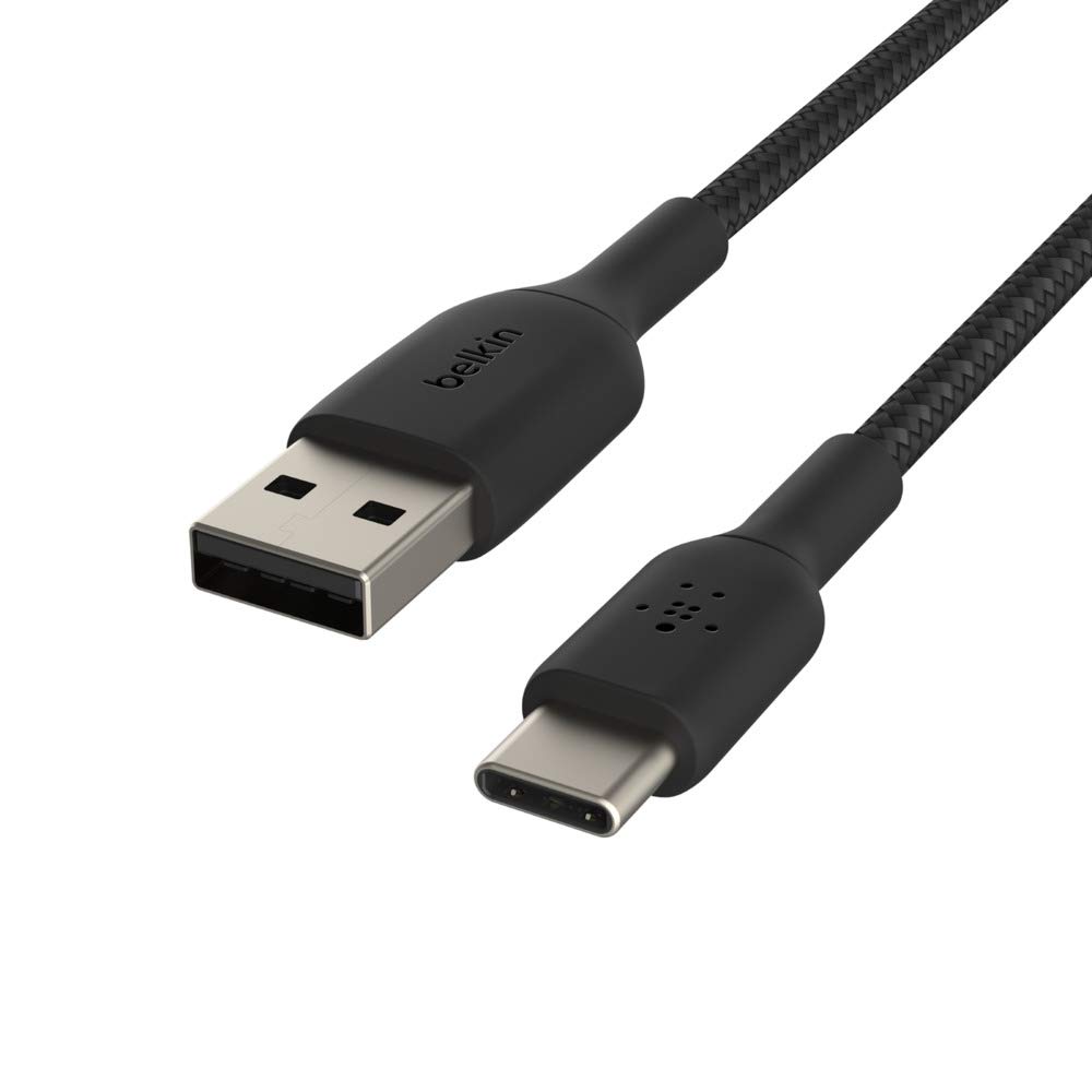Belkin Type C to USB-A 2.0 Tough Unbreakable Braided Nylon Cable 6.6 feet (2 meter) ? Black, USB-IF Certified, Supports Fast Charging