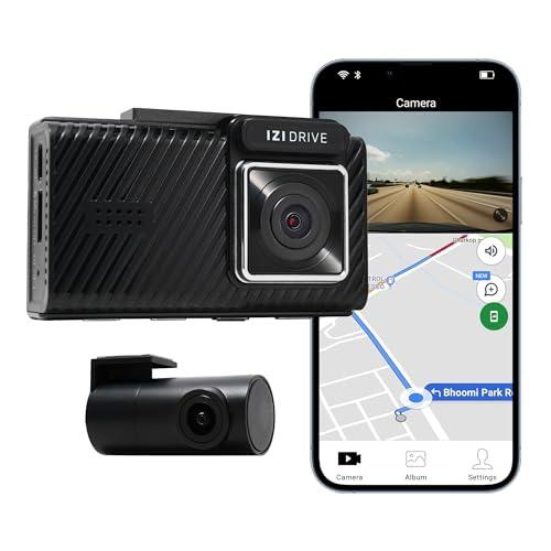 IZI Drive Plus+ 4K Dual Channel Dash Camera with GPS, 3inch HD Screen, 170 Degree Wide Angle, Night Vision, G-Sensor, WiFi, ADAS, Emergency Recording, Made for Indian Roads, Optional Car Park