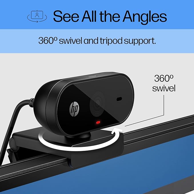 HP 320 FHD Webcam - USB A Computer Camera with Mic & Privacy Cover - for Desktop, Laptop, & Chromebook - 1080p Resolution w/Wide FOV - Zoom