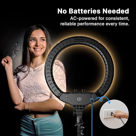 IZI Light 18 inch LED RGB Ring Light & 7ft Foldable Tripod, 28+ Multicolor Modes with Anti Skid Base for YouTube, Photo Video Shoots, Live Streaming, Makeup, iPhone/Android Phone & Camera Com