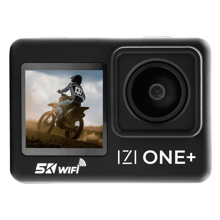 IZI ONE+ 5K Action Camera : Dual Screen, Waterproof, 48MP