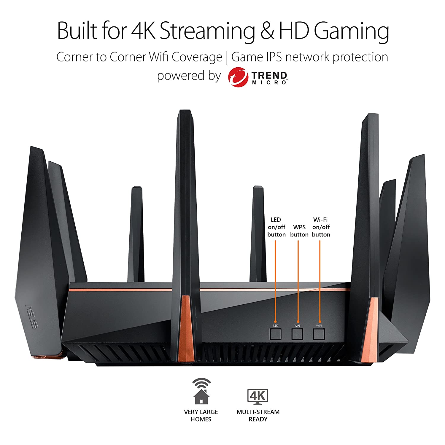 Asus ROG Rapture GT-AC5300 Tri-Band WiFi Gaming Router (Black) for VR and 4K Streaming, with Quad core Processor, Gaming Port, WTFast, Adaptive QoS, and AiProtection Network Security hover view