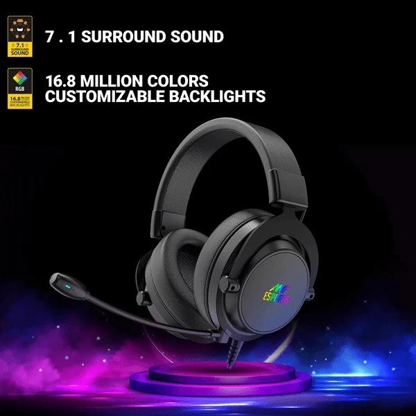 Ant Esports H800 RGB 7.1 Surround Sound Gaming Headset (Black)