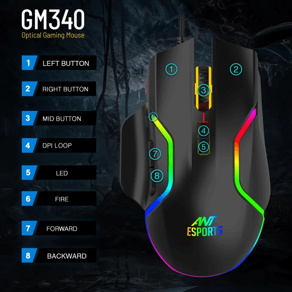 Ant Esports GM340 RGB Gaming Mouse (Black)